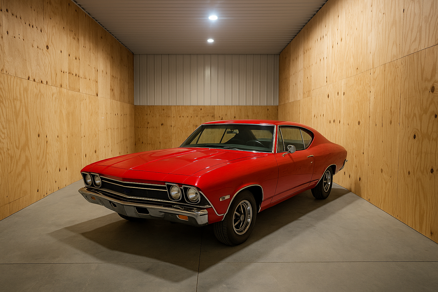 Classic cars stored in clean indoor storage bay at Buckeye Flex Space
